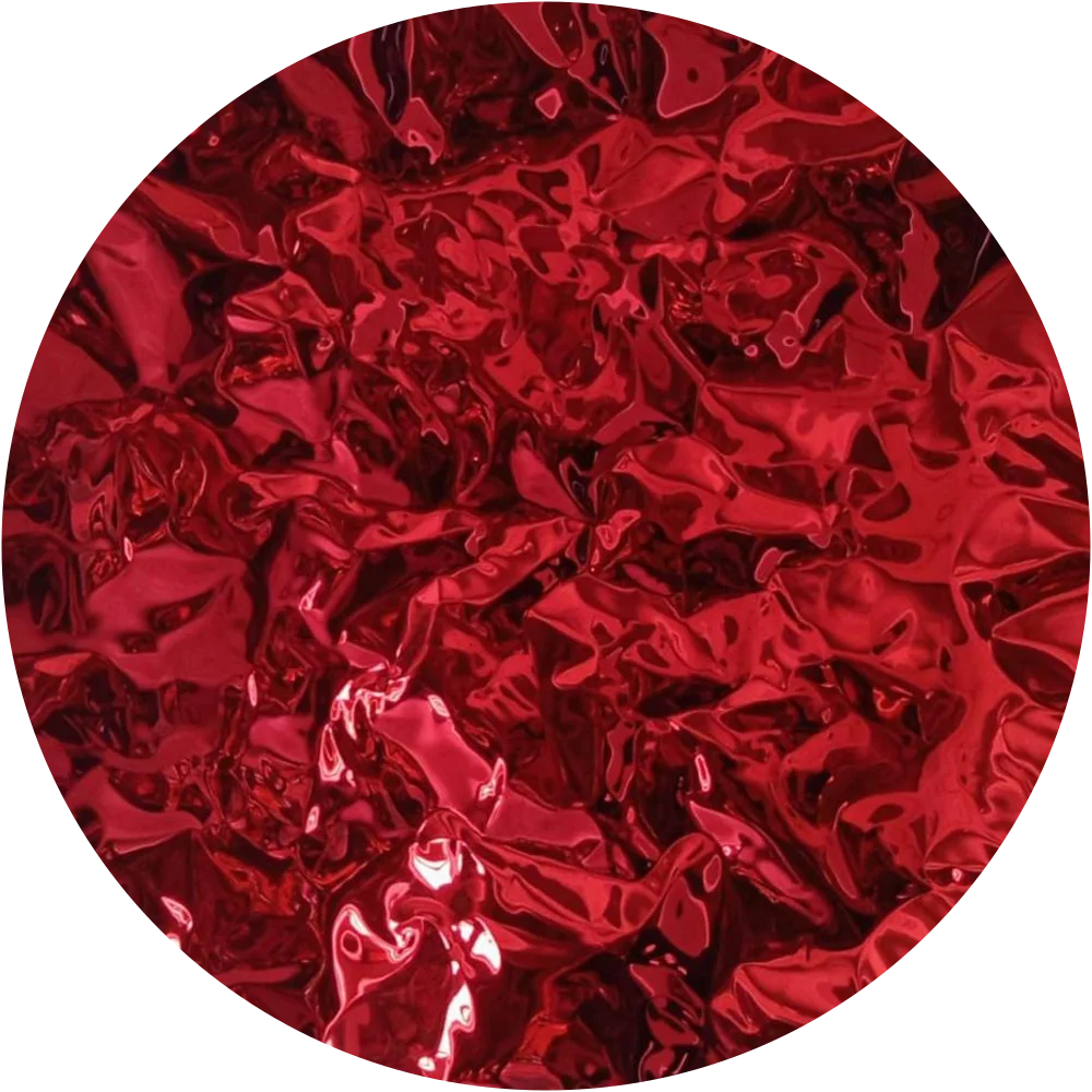 Red mirror-polished disc by Hussain Jamil