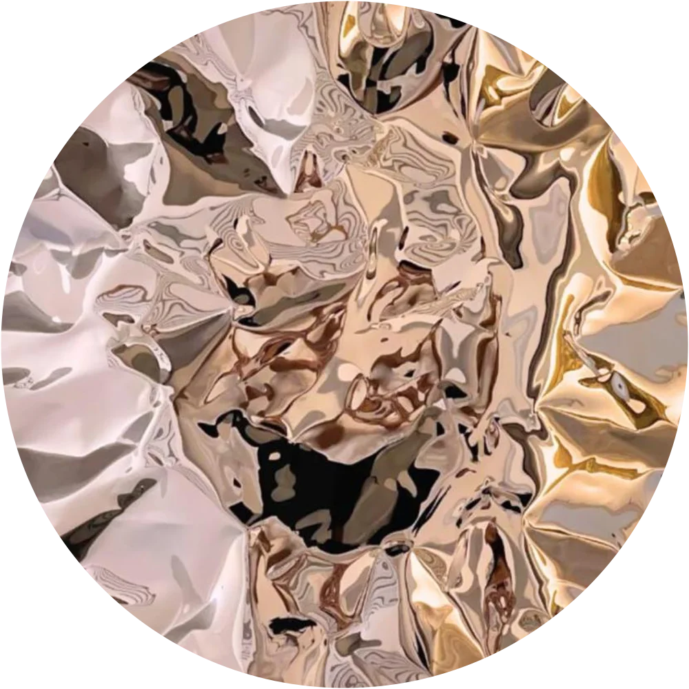 Rose Gold mirror-polished disc by Hussain Jamil