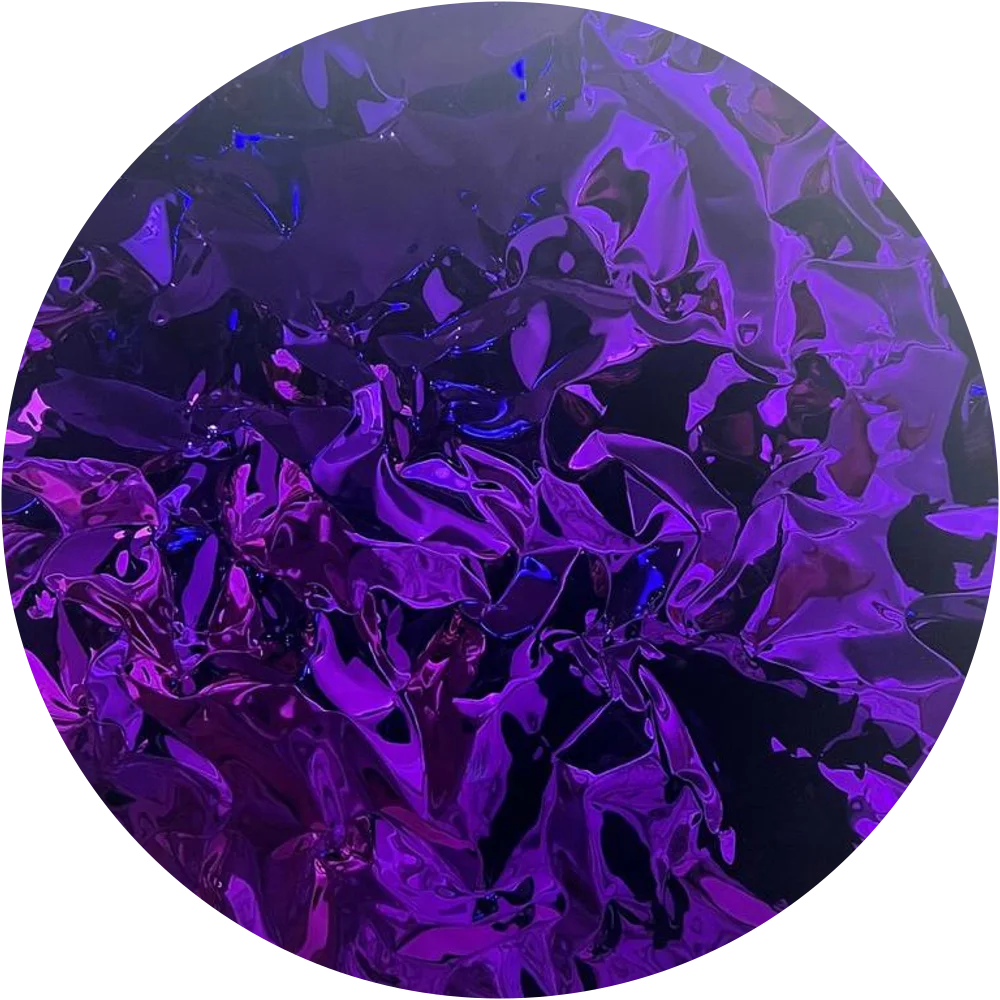 Violet mirror-polished disc by Hussain Jamil